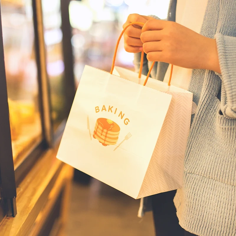 Kraft Paper Candy Cookie Bread Nuts Dessert Biscuits Snack Baking Pouch Flat Bottom biodegradable Takeout packaging paper Bags