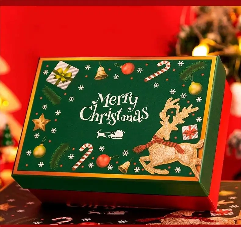Green Packaging For The Environment Wholesale rigid custom color foil stamping logo printing Christmas eve gift packaging boxes