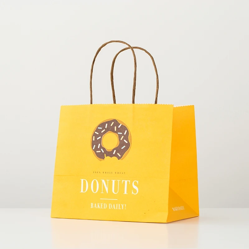 Kraft Paper Candy Cookie Bread Nuts Dessert Biscuits Snack Baking Pouch Flat Bottom biodegradable Takeout packaging paper Bags