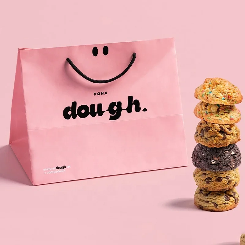 Wholesale Custom Printed Biodegradable Food Grade Paper Delivery Box Pink  Mochi Donut Packaging Cookie Boxes With Bags