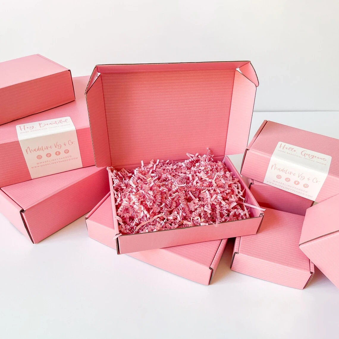 Custom logo pink color cosmetic corrugated packaging mailer box shipping box paper box