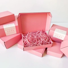Custom logo pink color cosmetic corrugated packaging mailer box shipping box paper box