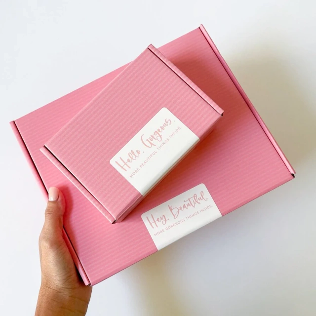 Custom logo pink color cosmetic corrugated packaging mailer box shipping box paper box