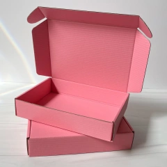 Custom logo pink color cosmetic corrugated packaging mailer box shipping box paper box