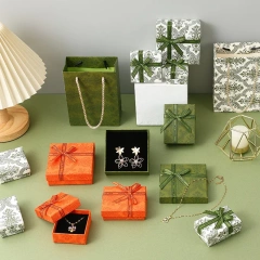 ECO Paper Necklace Bracelet Gift Christmas Jewelry Packaging Boxes Custom Logo Box for Jewellery Luxury with Ribbon Bow