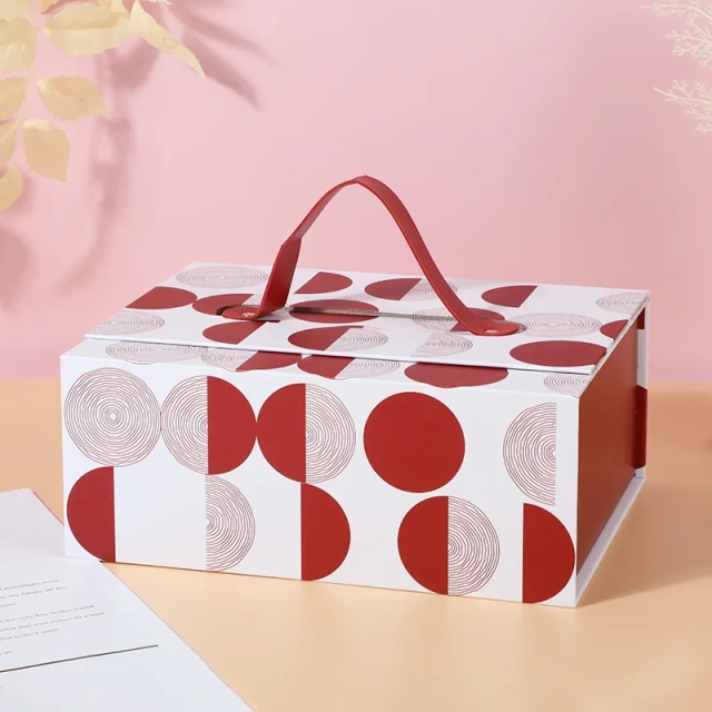 Custom Logo Magnetic Cardboard Paper Packing Wedding Decoration Holiday Gifts Box with Handle