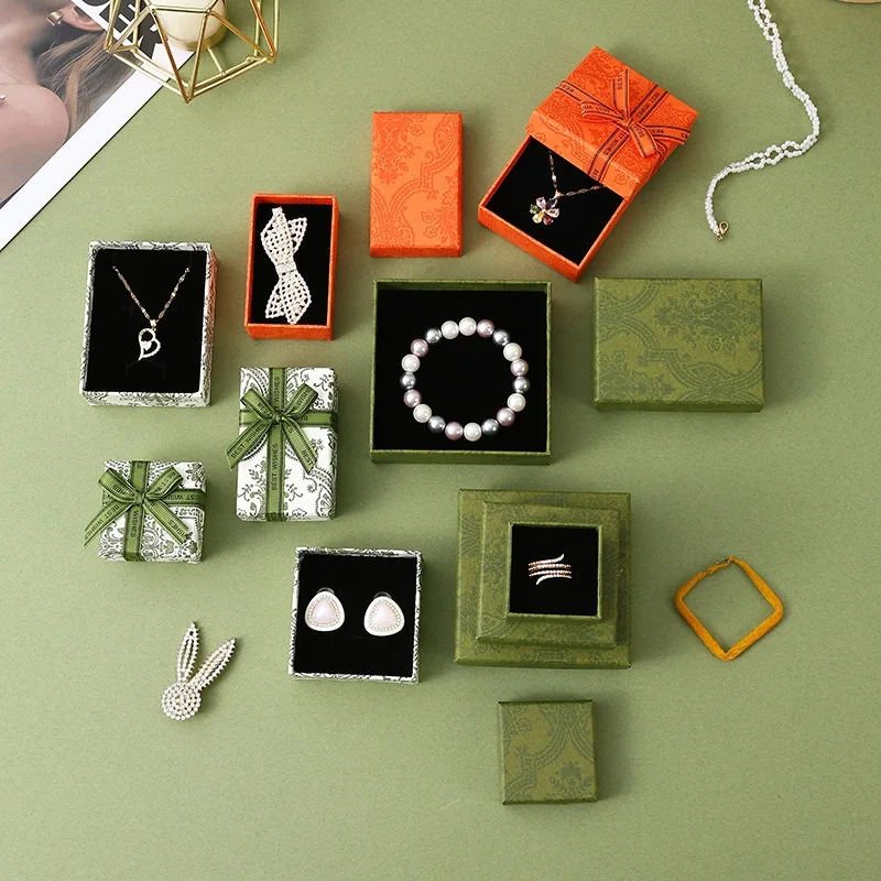 ECO Paper Necklace Bracelet Gift Christmas Jewelry Packaging Boxes Custom Logo Box for Jewellery Luxury with Ribbon Bow