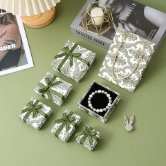 ECO Paper Necklace Bracelet Gift Christmas Jewelry Packaging Boxes Custom Logo Box for Jewellery Luxury with Ribbon Bow
