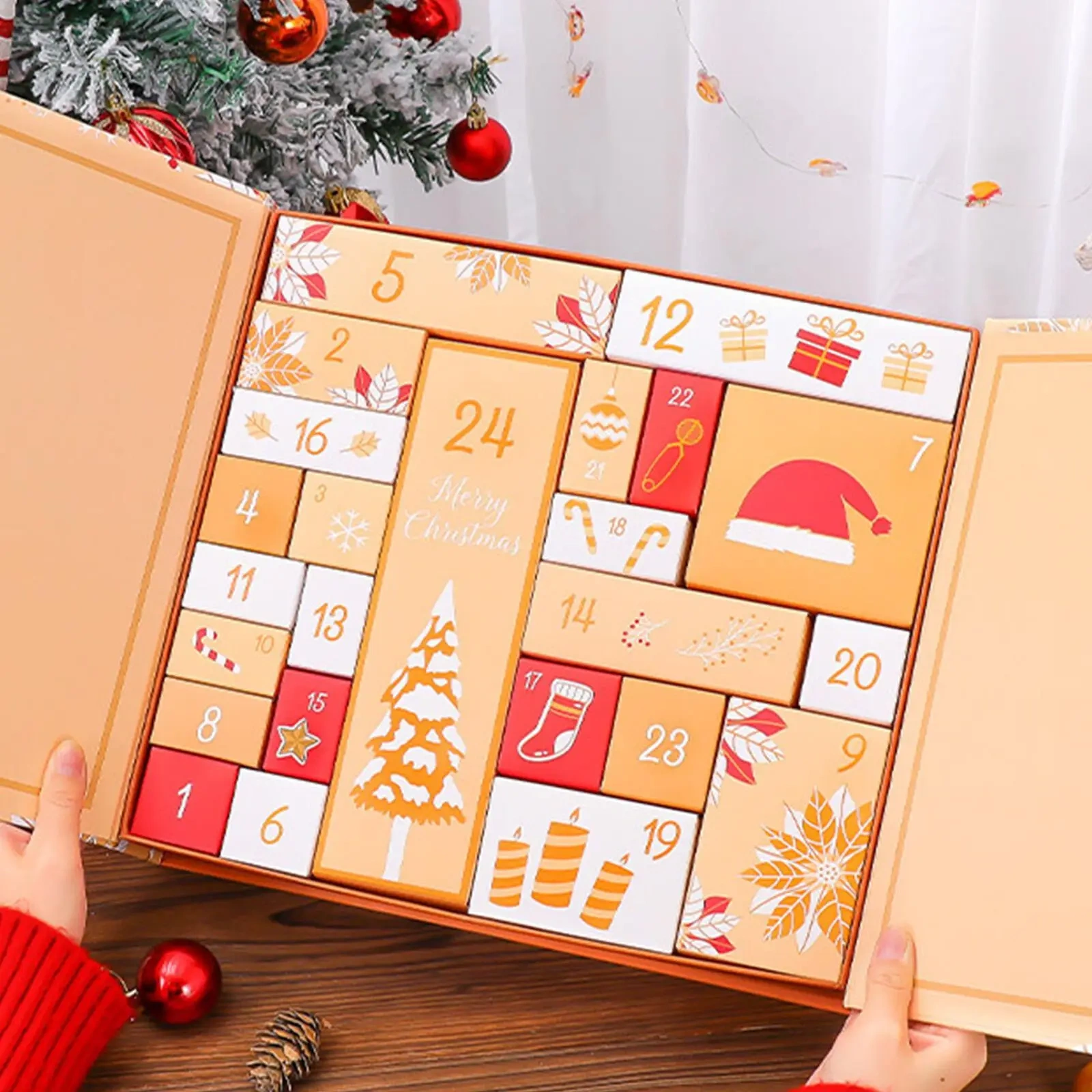 Custom Advent Calendar Empty Luxury Cardboard Paper Gift Packaging Countdown Christmas 24 Days Advent Calendar Box