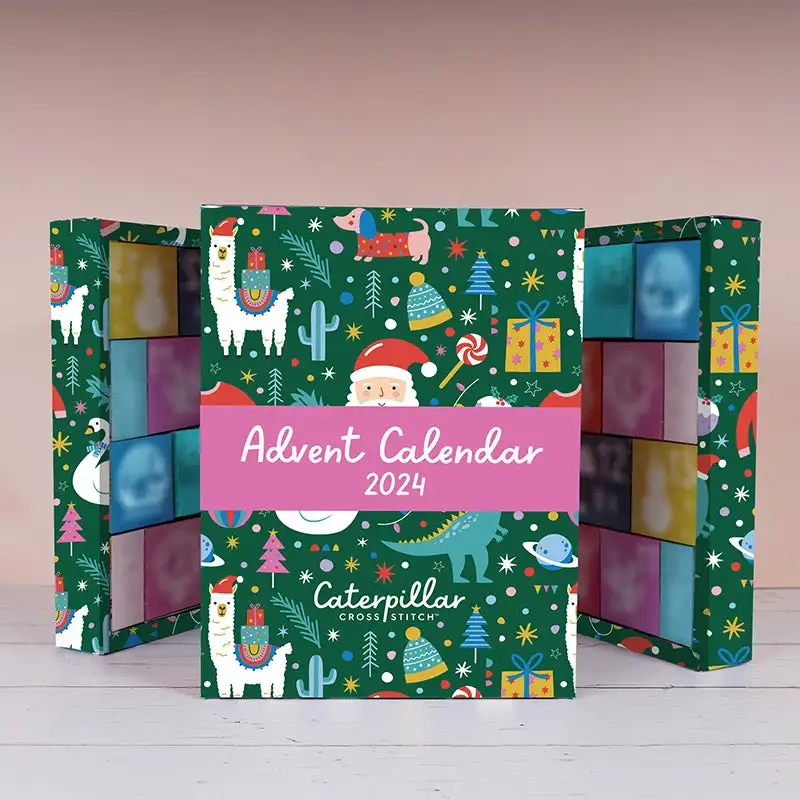 Customized 24 Days Advent Calendar Box Handmade Rigid Boxes Art Paper Rectangle Christmas Gift Box