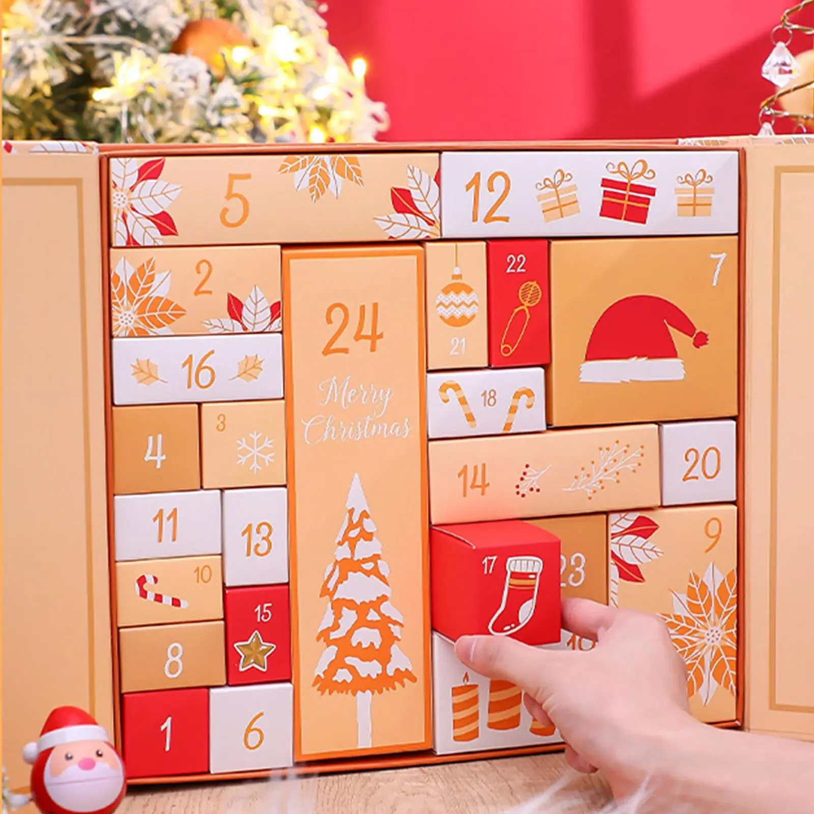 Custom Advent Calendar Empty Luxury Cardboard Paper Gift Packaging Countdown Christmas 24 Days Advent Calendar Box