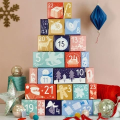 Customized 24 Days Advent Calendar Box Handmade Rigid Boxes Art Paper Rectangle Christmas Gift Box