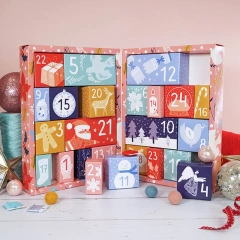 Customized 24 Days Advent Calendar Box Handmade Rigid Boxes Art Paper Rectangle Christmas Gift Box
