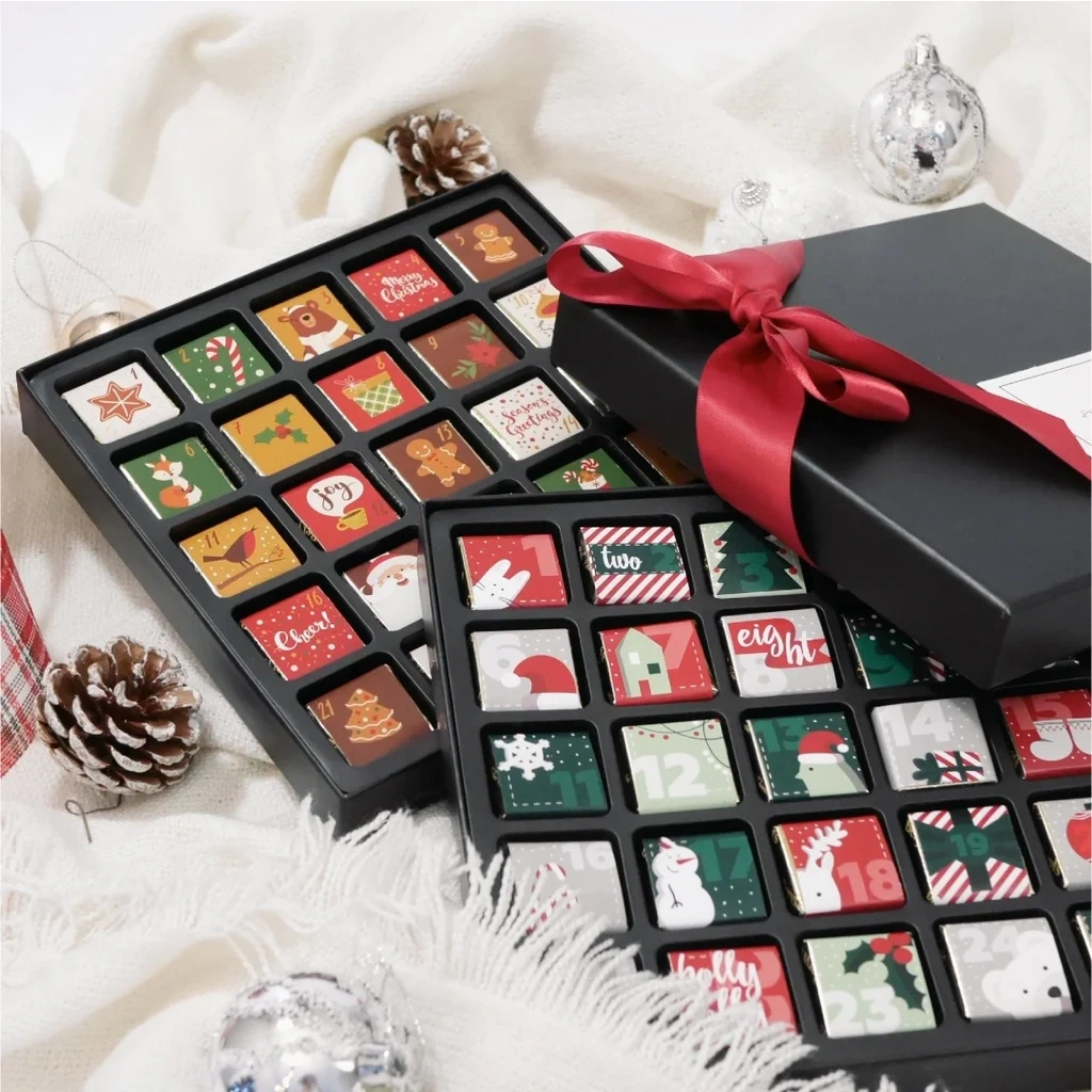 Wholesale Custom Logo Empty Advent Calendar Box Packaging Christmas Gift Advent Calendar Box