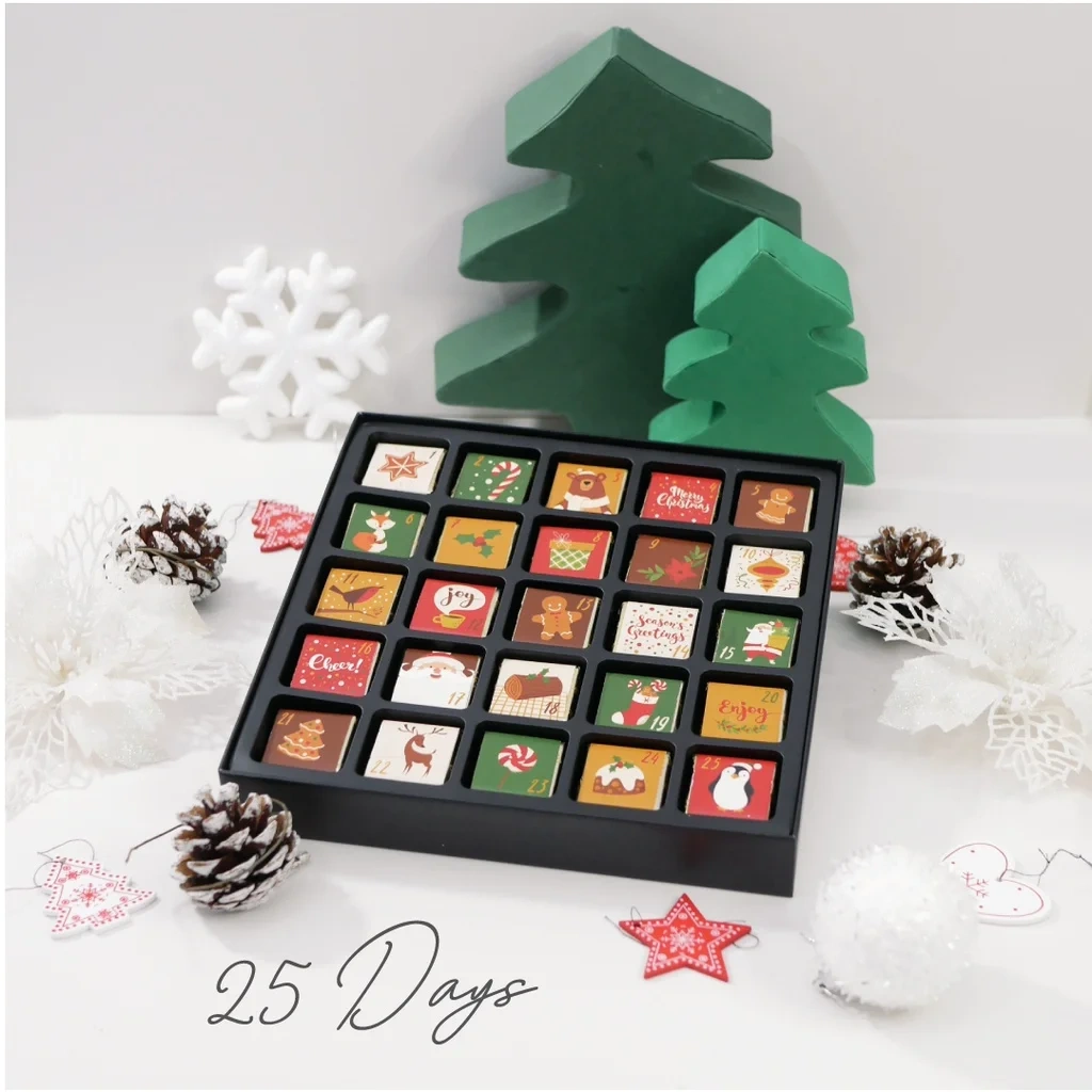 Wholesale Custom Logo Empty Advent Calendar Box Packaging Christmas Gift Advent Calendar Box