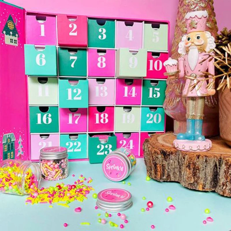 Custom Printing Christmas 25 Days Advent Calendar Gift Box Packaging Paper Magnet Gift Box