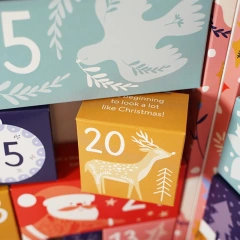 Customized 24 Days Advent Calendar Box Handmade Rigid Boxes Art Paper Rectangle Christmas Gift Box