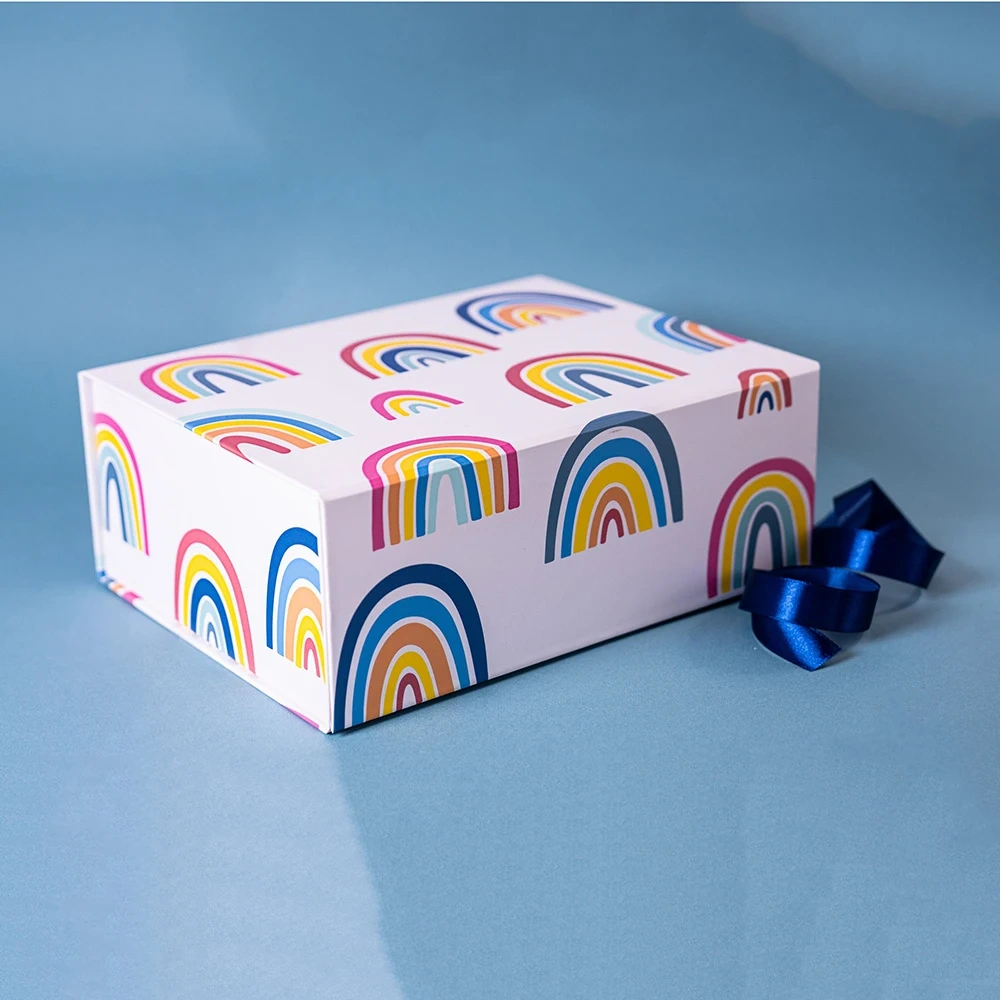 Custom Design Cardboard Rigid Magnet Box Luxury Exquisite Folding Gift Box With Ribbon