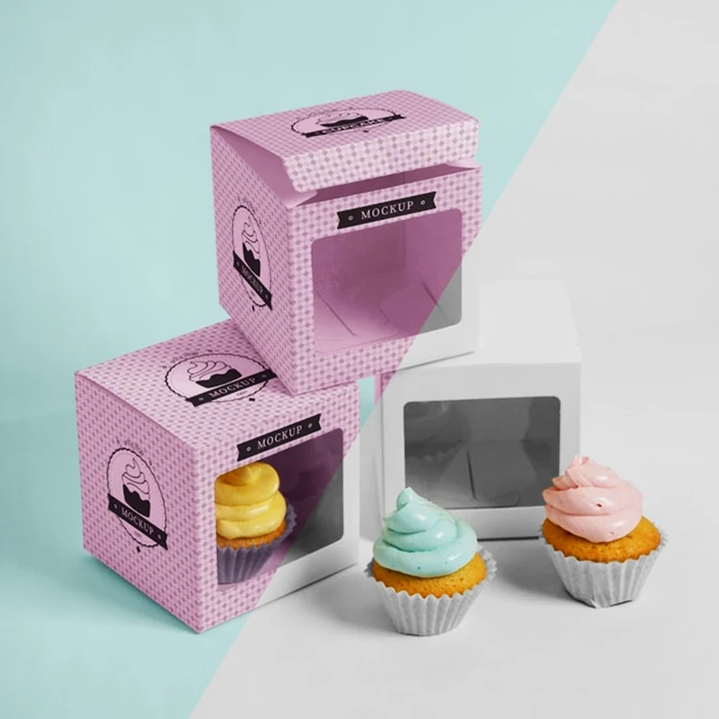 Wholesale Custom Luxury Pastry Bread Cake Box Bakery Donut Mockup Packaging Box With Plastic Window