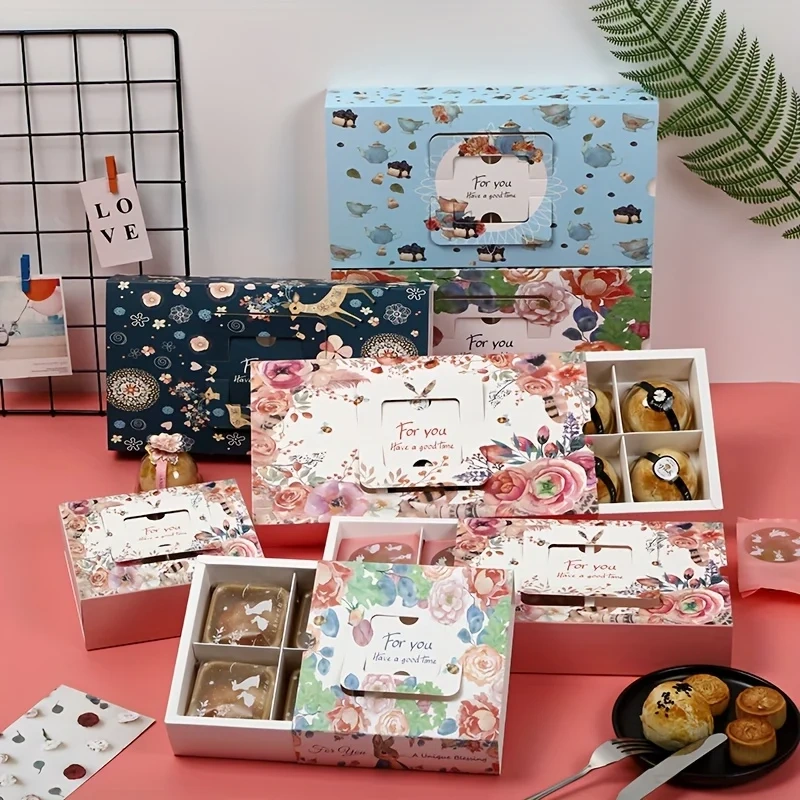 Customized Paper Cake Box with Handles Folding Cake Carrier Box Bakery Boxes With Window