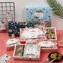 Customized Paper Cake Box with Handles Folding Cake Carrier Box Bakery Boxes With Window