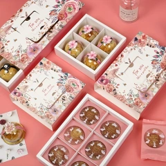 Customized Paper Cake Box with Handles Folding Cake Carrier Box Bakery Boxes With Window