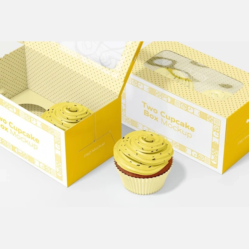 Cup Cake Box Custom Logo Size Paper Folding Cake Packaging Cupcake Boxes Cake Box With Window