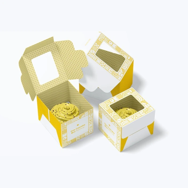 Cup Cake Box Custom Logo Size Paper Folding Cake Packaging Cupcake Boxes Cake Box With Window