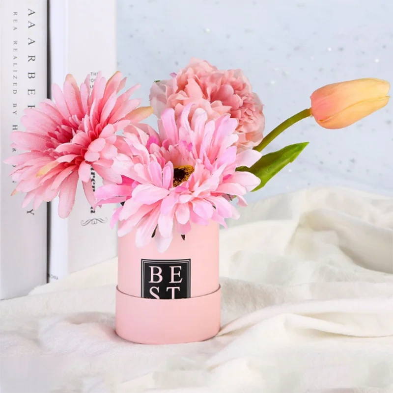 Custom Luxury Circle Flower Gift Box Single Rose Paper Packaging Tube Box For Flower Arrangement