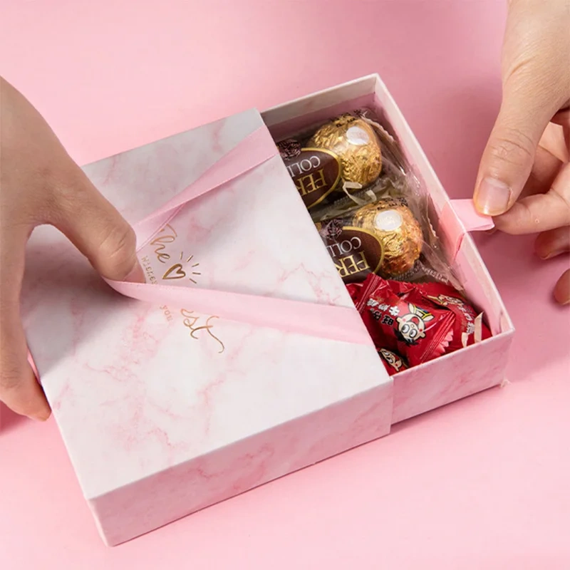 Eco-friendly Manufacturer Custom Logo Luxury Truffle Gift Packaging Rigid Paper Drawer Chocolate Box With Paper Bag