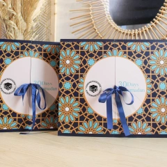 Custom Printing Ramadan 30 Days Advent Calendar Gift Box Packaging Paper Magnet Gift Box With Ribbon