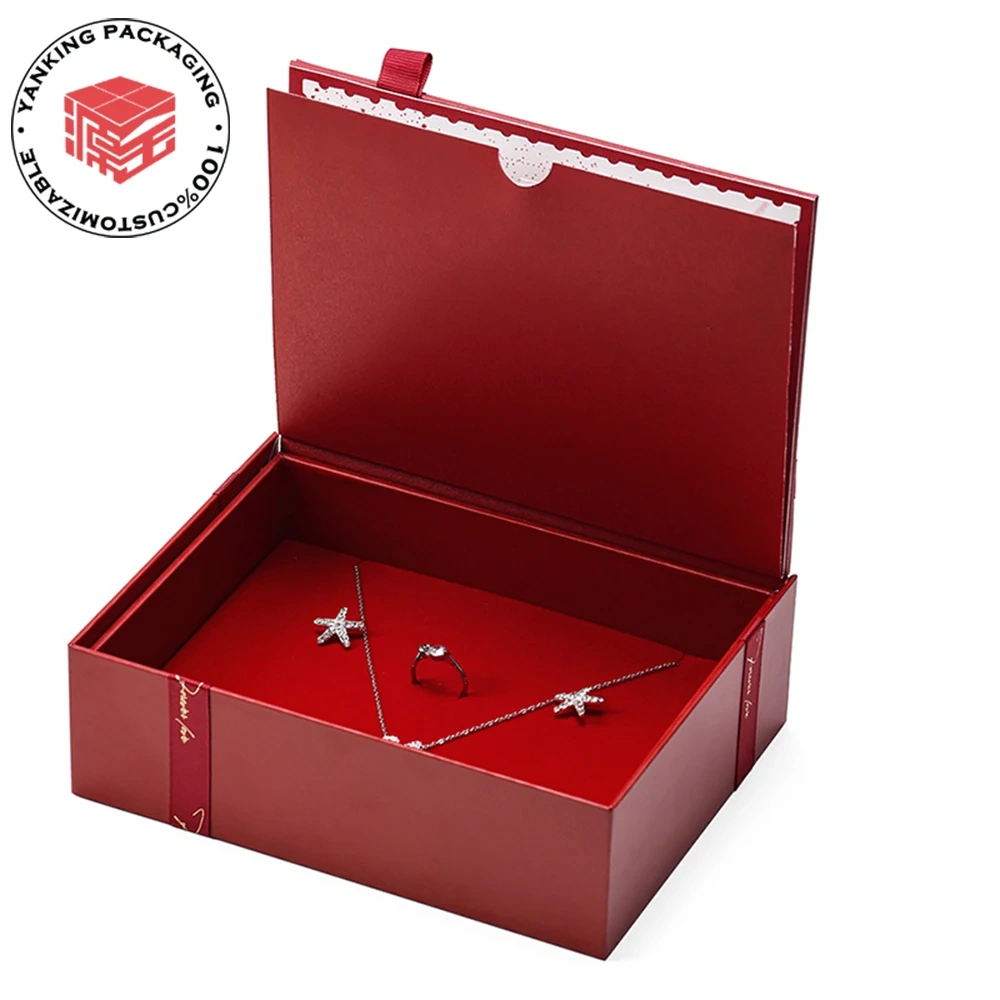 Custom Valentines Day Gift Magnetic Packaging Paper Box Jewelry Box Cosmetic Box With Ribbon
