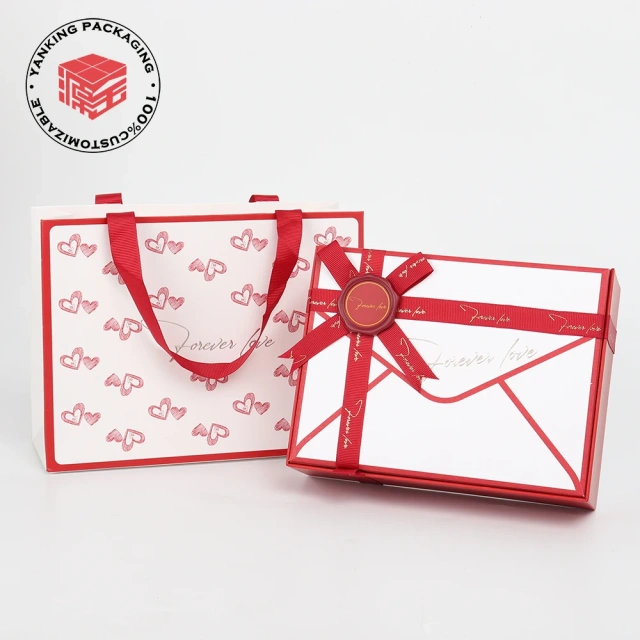 Custom Valentines Day Gift Magnetic Packaging Paper Box Jewelry Box Cosmetic Box With Ribbon