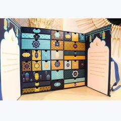 Custom Printing Ramadan 30 Days Advent Calendar Gift Box Packaging Paper Magnet Gift Box With Ribbon