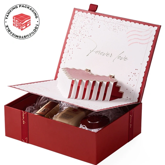 Custom Valentines Day Gift Magnetic Packaging Paper Box Jewelry Box Cosmetic Box With Ribbon