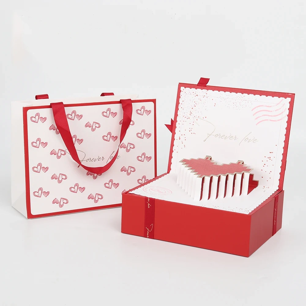 Custom Valentines Day Gift Magnetic Packaging Paper Box Jewelry Box Cosmetic Box With Ribbon