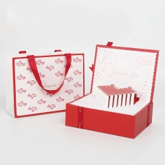 Custom Valentines Day Gift Magnetic Packaging Paper Box Jewelry Box Cosmetic Box With Ribbon
