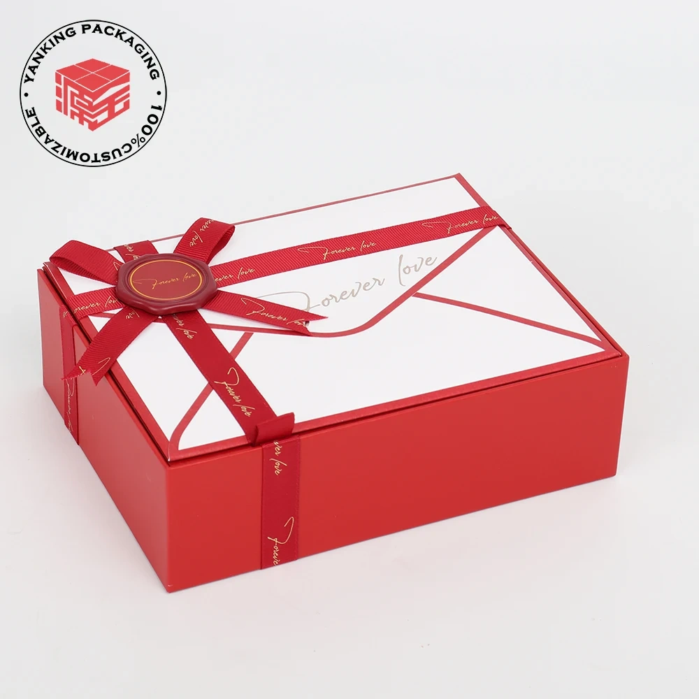 Custom Valentines Day Gift Magnetic Packaging Paper Box Jewelry Box Cosmetic Box With Ribbon