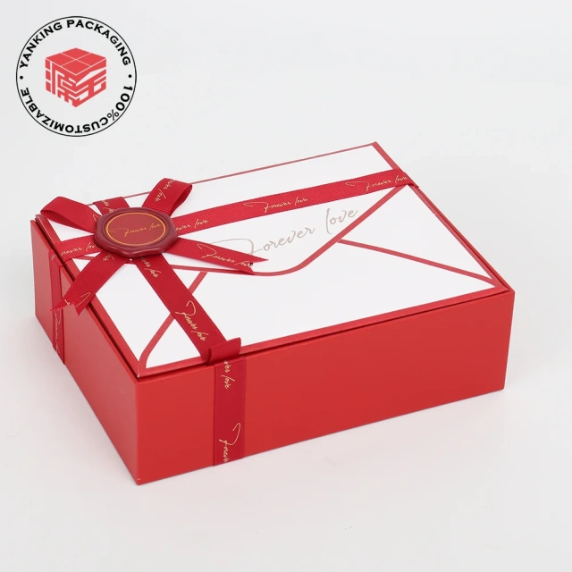 Custom Valentines Day Gift Magnetic Packaging Paper Box Jewelry Box Cosmetic Box With Ribbon