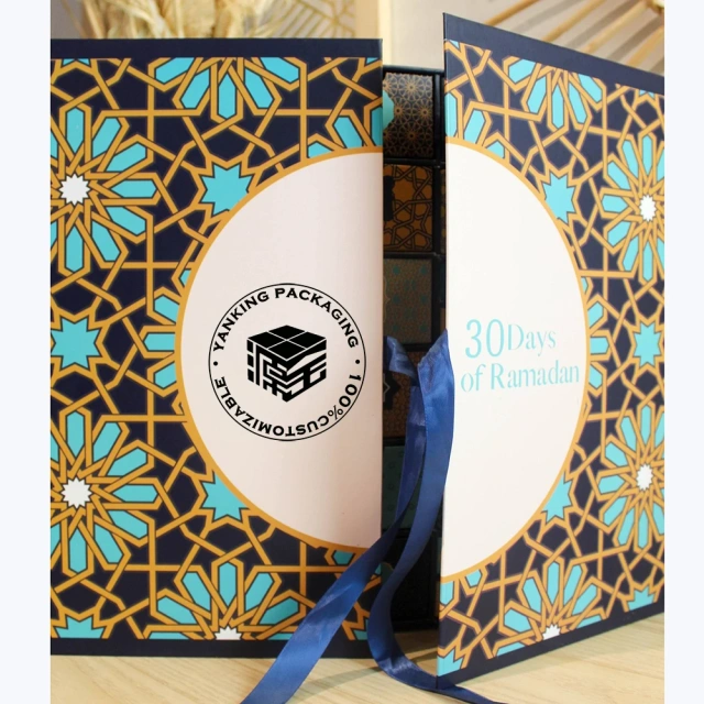 Custom Printing Ramadan 30 Days Advent Calendar Gift Box Packaging Paper Magnet Gift Box With Ribbon
