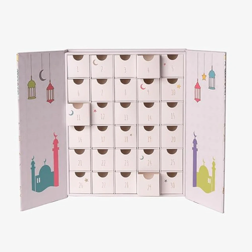 Custom Luxury Cute Ramadan 30 Days Advent Calendar Gift Box Packaging Paper Magnet Gift Box For Children