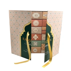 Customized Wholesale Ramadan 30 Days Advent Calendar Gift Box Packaging Paper Magnet Gift Box With Ribbon
