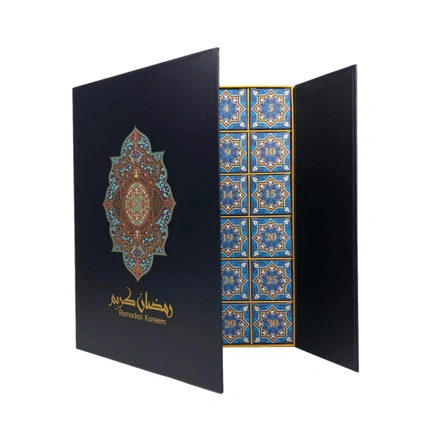 Custom Hot Stamping Ramadan 30 Days Advent Calendar Gift Box Packaging Paper Magnet Gift Box