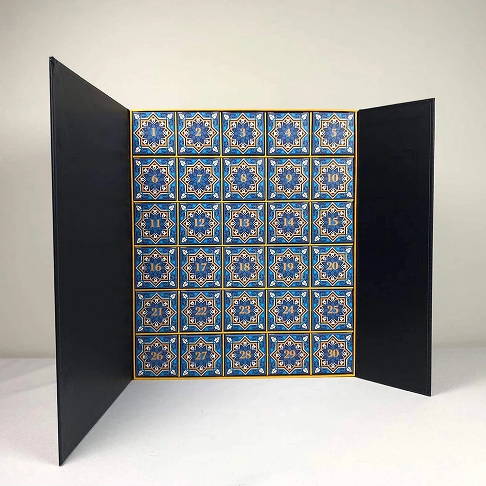 Custom Hot Stamping Ramadan 30 Days Advent Calendar Gift Box Packaging Paper Magnet Gift Box