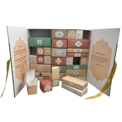 Customized Wholesale Ramadan 30 Days Advent Calendar Gift Box Packaging Paper Magnet Gift Box With Ribbon