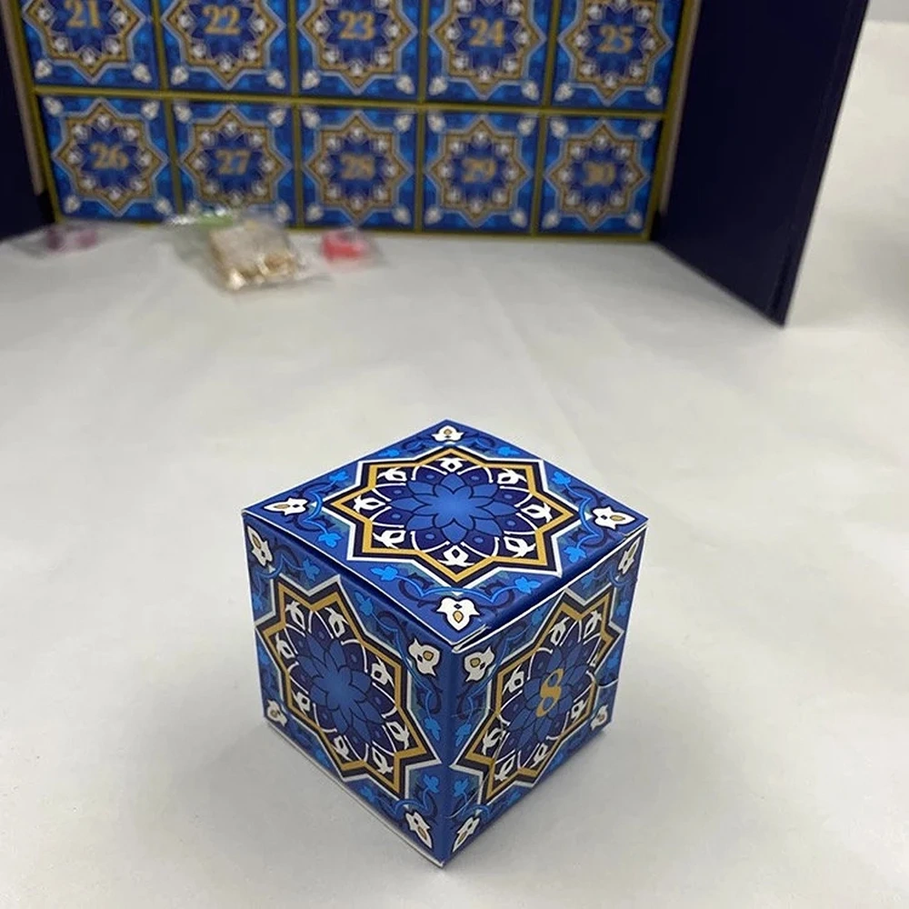 Custom Hot Stamping Ramadan 30 Days Advent Calendar Gift Box Packaging Paper Magnet Gift Box