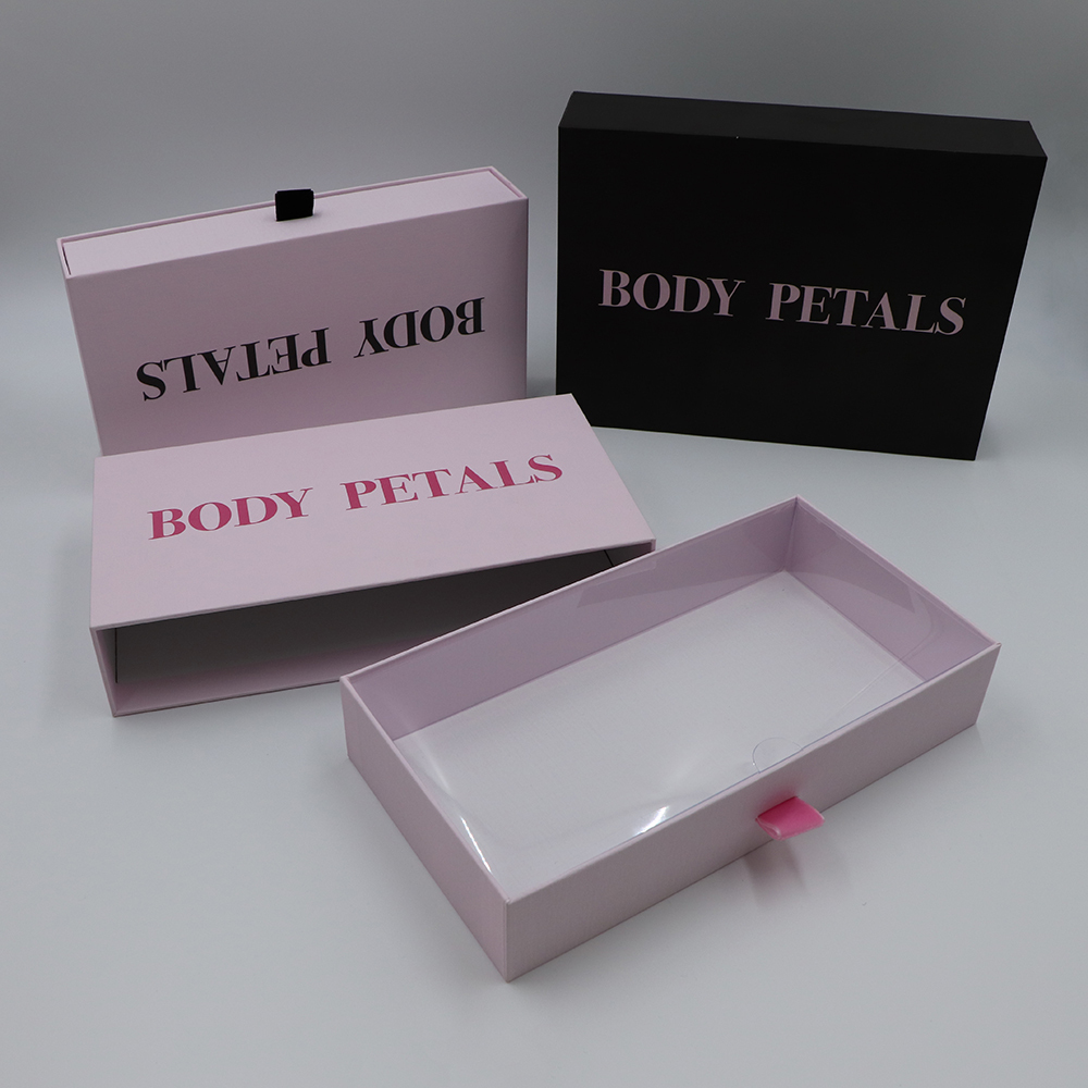 Wholesale Custom Logo Fancy Gift Box Rigid Pull-Out Drawer with Ribbon Grey Board Paper for Watches Glasses Jewelry