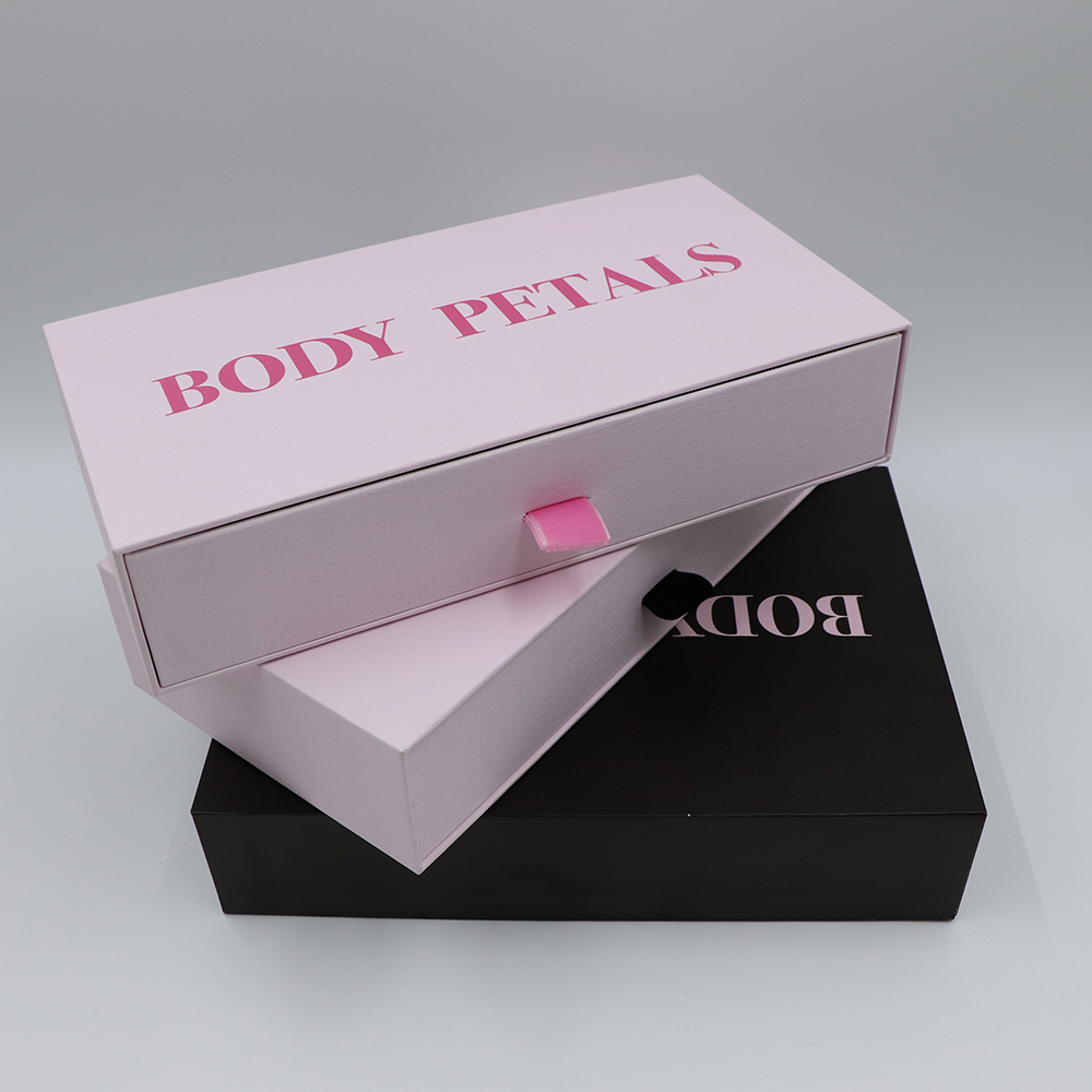 Wholesale Custom Logo Fancy Gift Box Rigid Pull-Out Drawer with Ribbon Grey Board Paper for Watches Glasses Jewelry