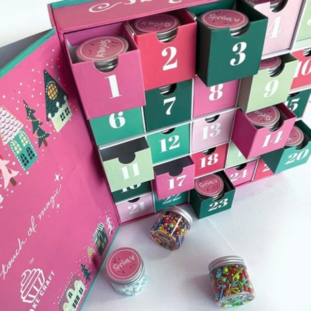 Custom Printing Christmas 25 Days Advent Calendar Gift Box Packaging Paper Magnet Gift Box