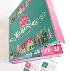 Custom Printing Christmas 25 Days Advent Calendar Gift Box Packaging Paper Magnet Gift Box